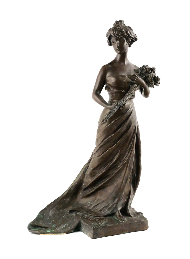 Georges Van der Straeten Bronze Woman Sculpture (1 of 4)