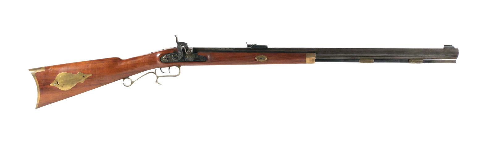 Thompson/Center Hawken .50 Cal Percussion Rifle: Thompson Center Arms Hawken .50 caliber percussion muzzleloading rifle, manufactured in Rochester, New Hampshire. Features a 28" blued octagonal barrel, engraved color case-hardened lock and hammer, d