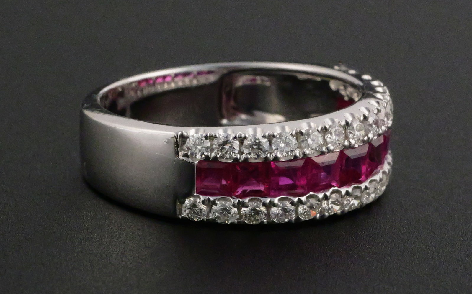 14K White Gold Ruby Diamond Ring - 2