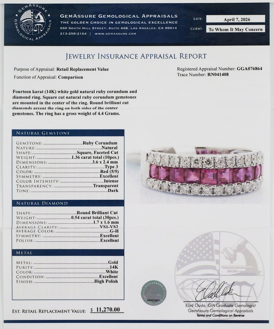 14K White Gold Ruby Diamond Ring - 4