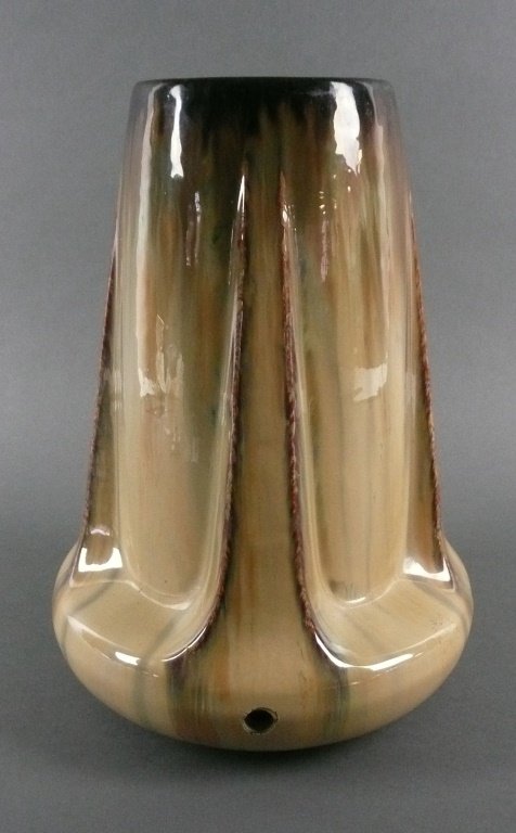 FULPER Signed Art Pottery Table Lamp Base Drip Glaze: 10-1/2" high, drilled side for cord about 1" from bottom.