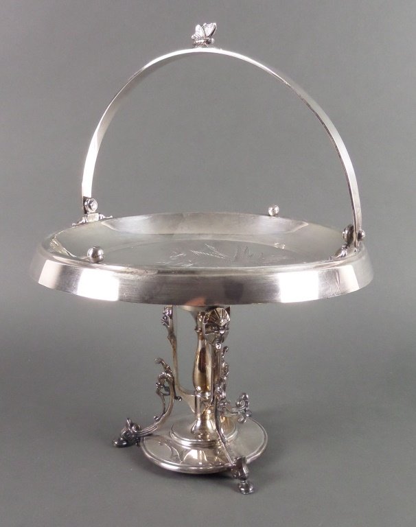 Victorian Silver Plated Handled Tazza, Aesthetic: Taunton Silverplate Co., 13" high