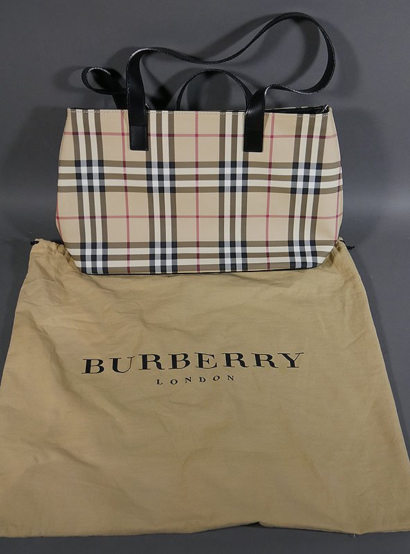 BURBERRY Plaid Tote Bag: 16" wide. Excellent condition.