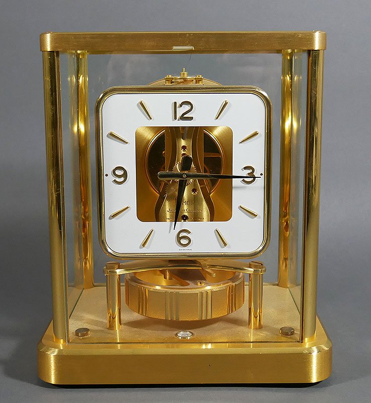 Jaeger LeCoultre ATMOS Clock, Model 540: Square face, model 540. Working. With original box and paperwork. 9" high.
