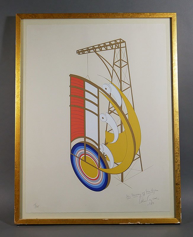 ALICE AYCOCK Theory of Twilight Screen Print #d/35: "The Theory of Twilight" screenprint, numbered 11 of 35, titled, signed and dated 1983 by Alice Aycock (American, b. 1946). Excellent condition. 24" x 18".