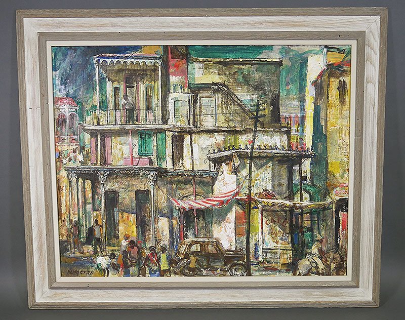 HENRY CLARENCE PITZ Oil on Canvas City Painting: Fine city painting by listed artist Henry Pitz (American, 1895-1976). Measures 23-1/2" x 29-1/2" in 31-1/2" x 37-1/2" frame. **The cost of packing this item and shipping via UPS or USPS may be signifi