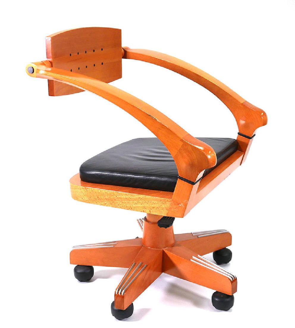 MASSIMO SCOLARI Giorgetti "Spring" Office Chair: Contemporary 1990s office chair designed by Massimo Scolari for Giorgetti. Called the "Spring" chair, it is polished beechwood with ebony inserts and aluminum accents on the legs. Amazingly comfortabl