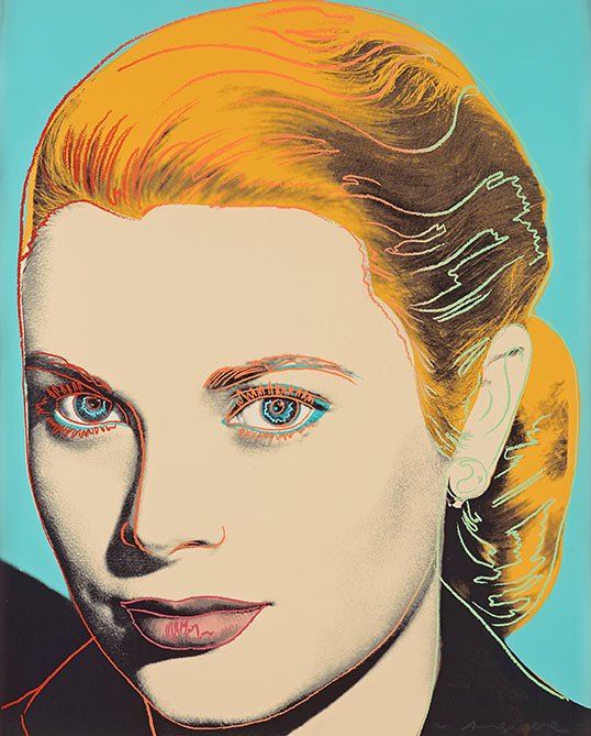 Grace Kelly by Andy Warhol: Silkscreen Printed 1984: Grace Kelly by Andy Warhol is a Silkscreen Printed on Lenox Museum Board, 1984, Signed in pencil (right hand side) and numbered 12/225, printed by Rupert Jasen Smith, New York (with Blind Stamp) and p