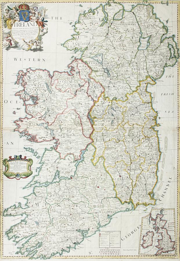 JOHN SENEX (1678 - 1740) Map of Ireland [1728] 96 x: JOHN SENEX (1678 - 1740) Map of Ireland [1728] 96 x 66cm This is the second edition of John Senex map of Ireland in which the Maxwell imprint has been removed and the address is now 'The Globe against