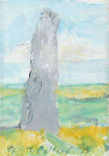 Patrick Collins HRHA (1910-1994) Standing Stone, Dingle: Patrick Collins HRHA (1910-1994) Standing Stone, Dingle Peninsula Oil on board, 25 x 17cm (9¾ x 6¾'') Signed Provenance: With Tom Caldwell Galleries, Dublin, label verso.