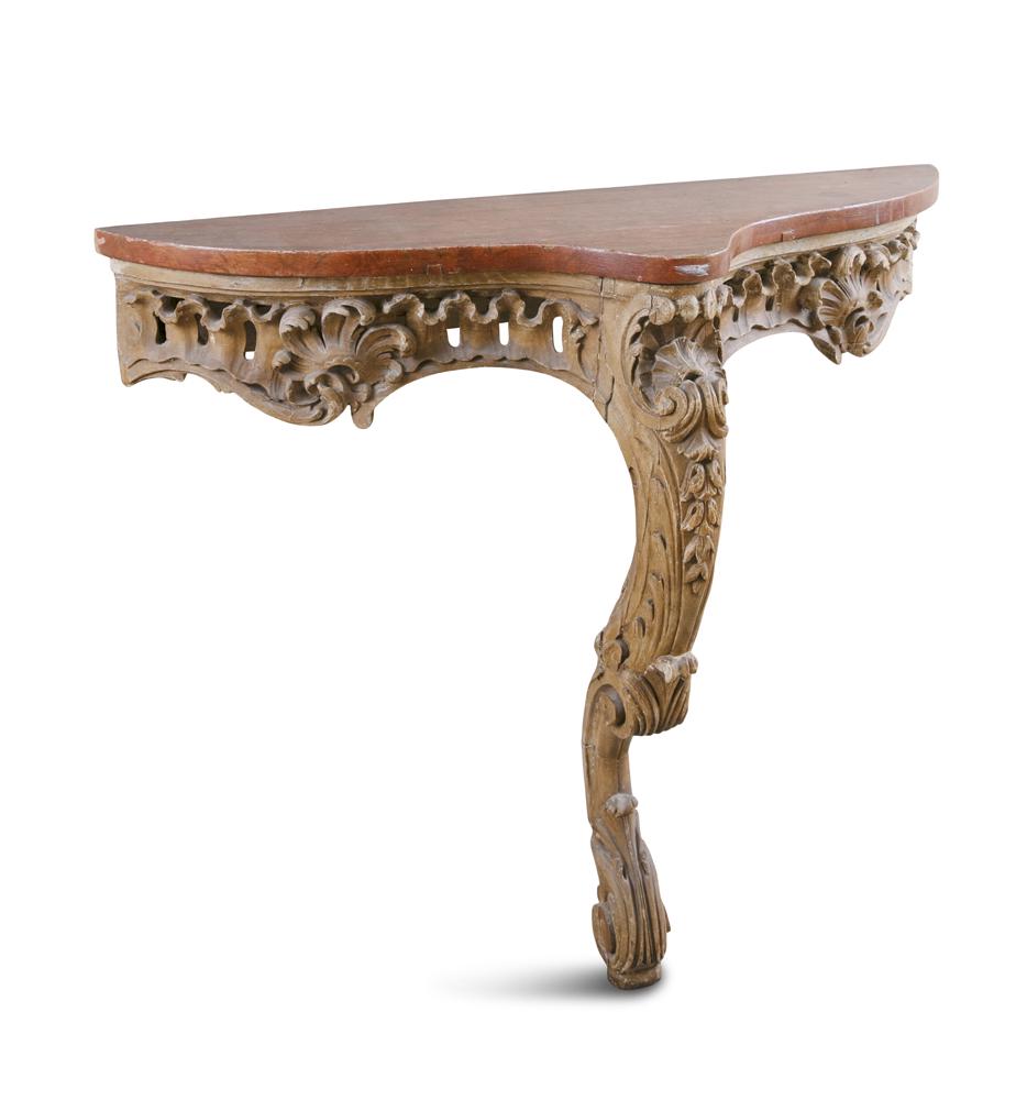 A 19TH CENTURY CARVED WOOD CONSOLE TABLE, with faux (1 of 1)