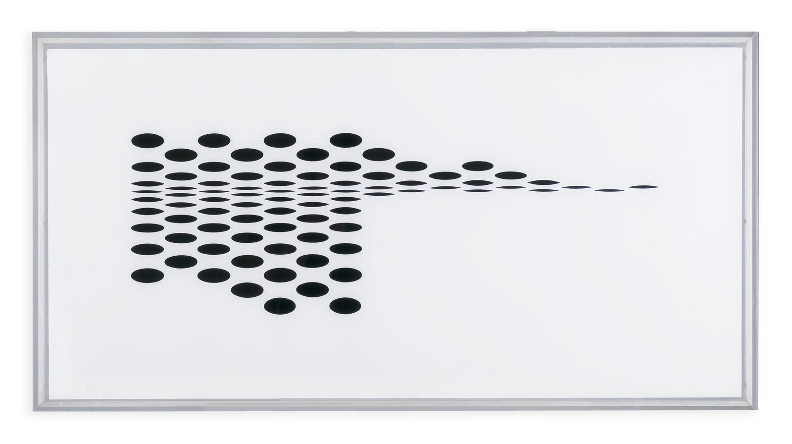 BRIDGET RILEY (b.1931) Untitled (Fragment 7): BRIDGET RILEY (b.1931) Untitled (Fragment 7) Screenprint in black and white on plexiglass, 48.3 x 96.5cm Signed and dated (19)'65; edition 59/75 Provenance: From the collection of Michael Scott Michae
