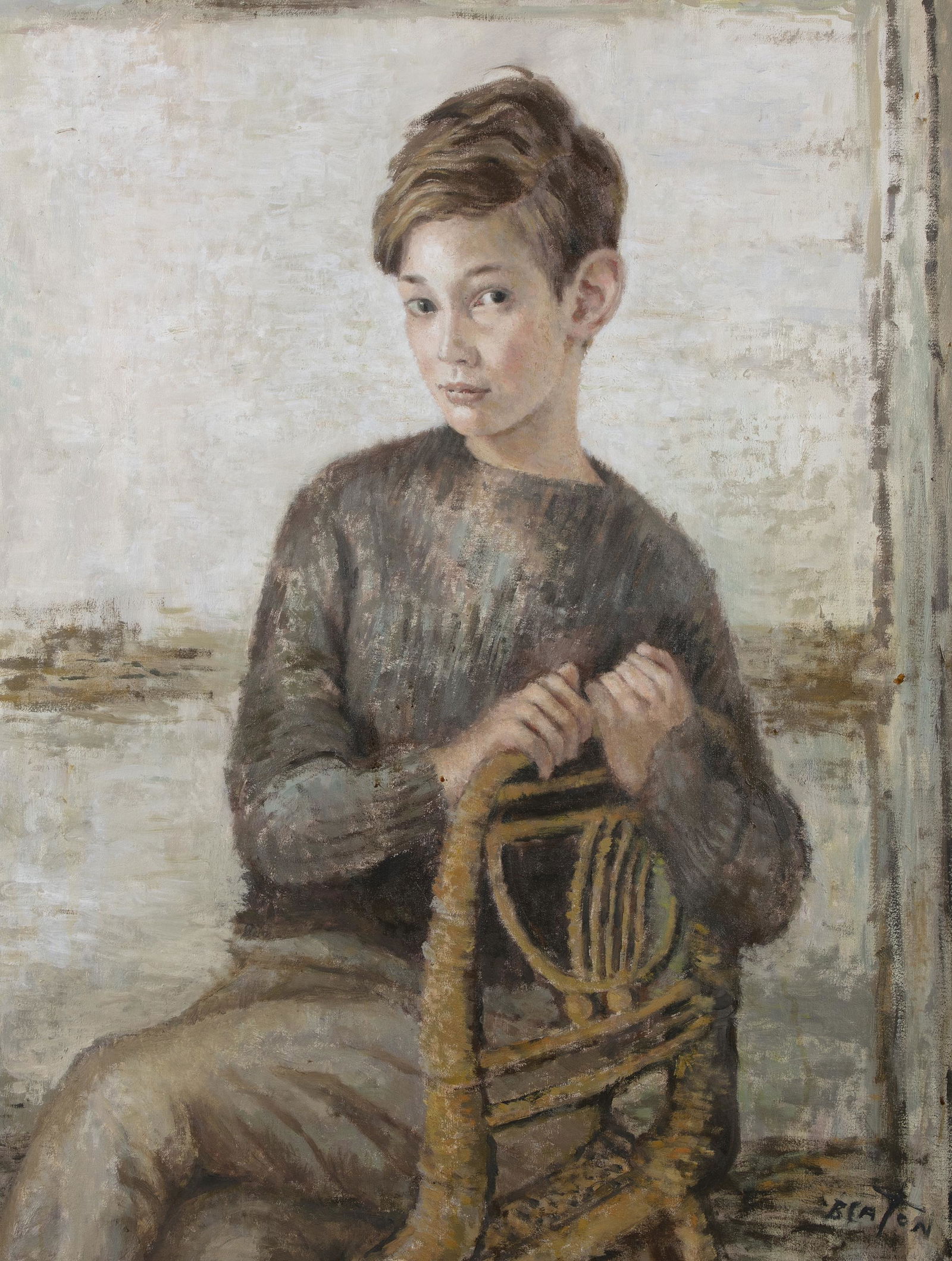 CECIL BEATON (1904 - 1980) Portrait of a Young Boy: CECIL BEATON (1904 - 1980) Portrait of a Young Boy (Nicholas Pascoe Grenfell) Oil on canvas, 88.5 x 67cm Signed Provenance: Commissioned by the family; hance by decent. The Grenfells were family frien