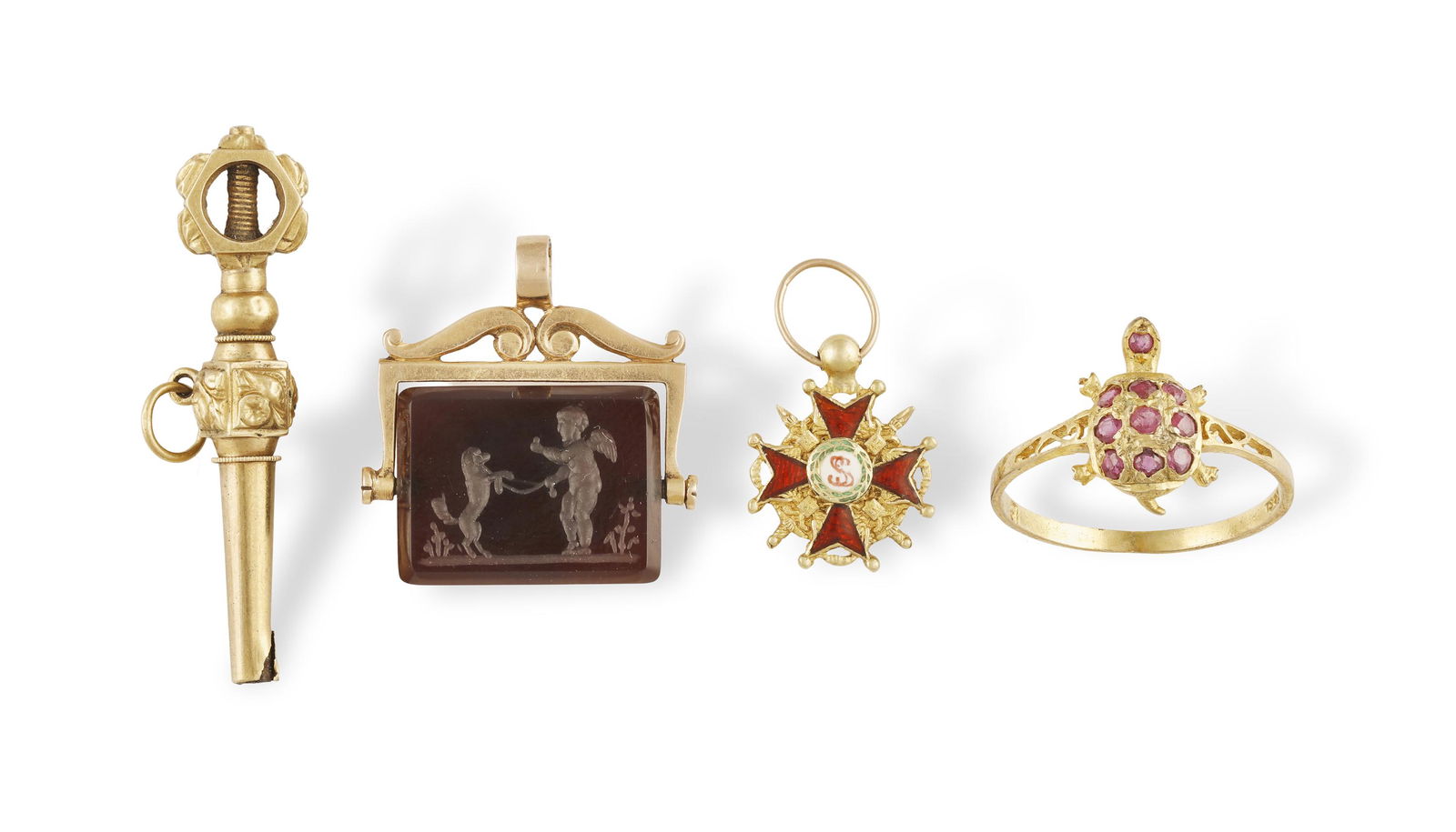 A GROUP OF JEWELLERY, comprising of an 18K gold ring (1 of 1)