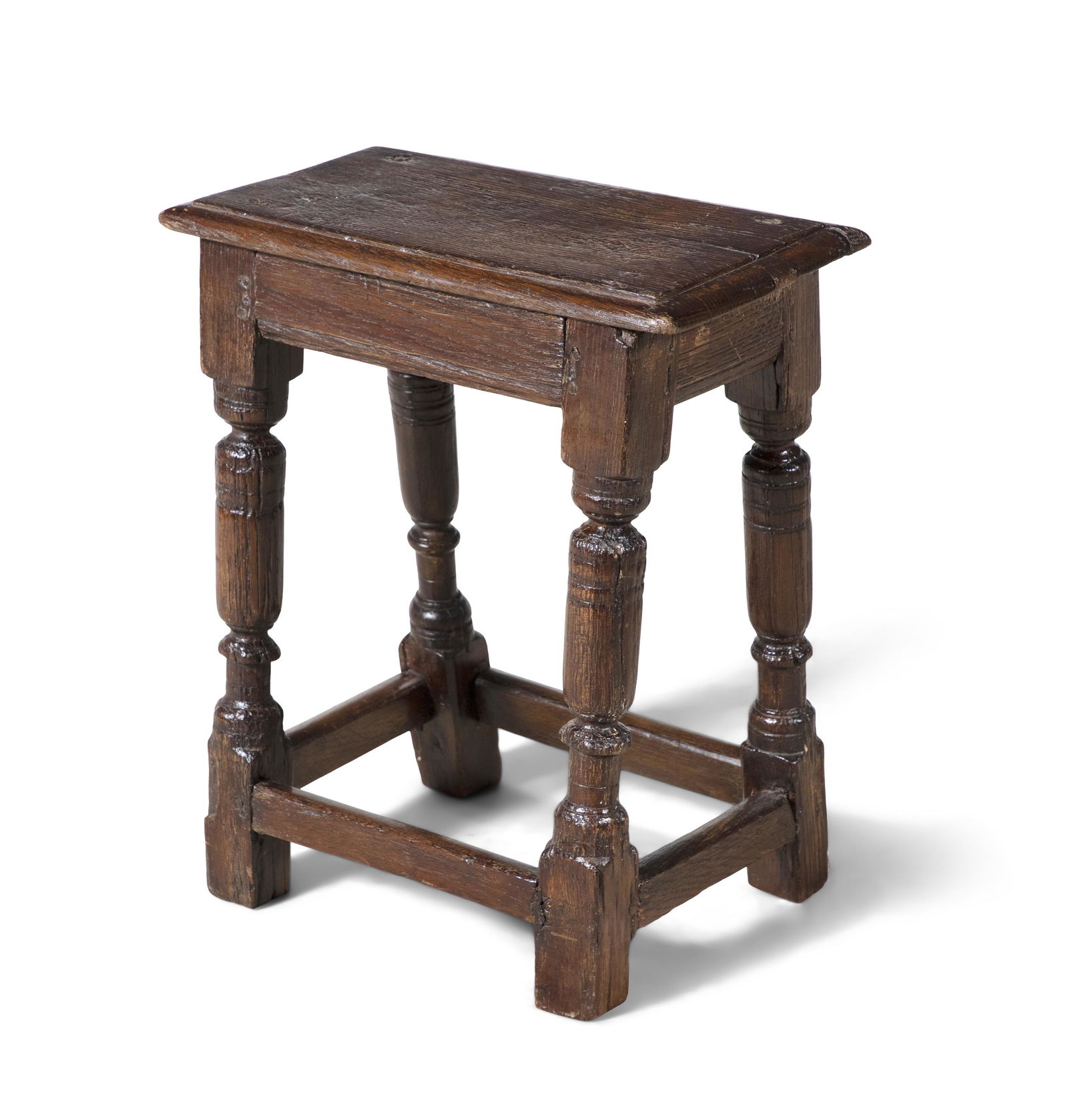 AN 17TH CENTURY OAK JOINT STOOL, with moulded panel (1 of 1)