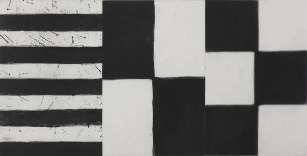 SEAN SCULLY (b.1945) Raval No.2 Etching, 56 x 76cm Signed, inscribed and dated (19)'96 Edition 23/24: SEAN SCULLY (b.1945) Raval No.2 Etching, 56 x 76cm Signed, inscribed and dated (19)'96 Edition 23/24 Provenance: With Kerlin Gallery, label verso.