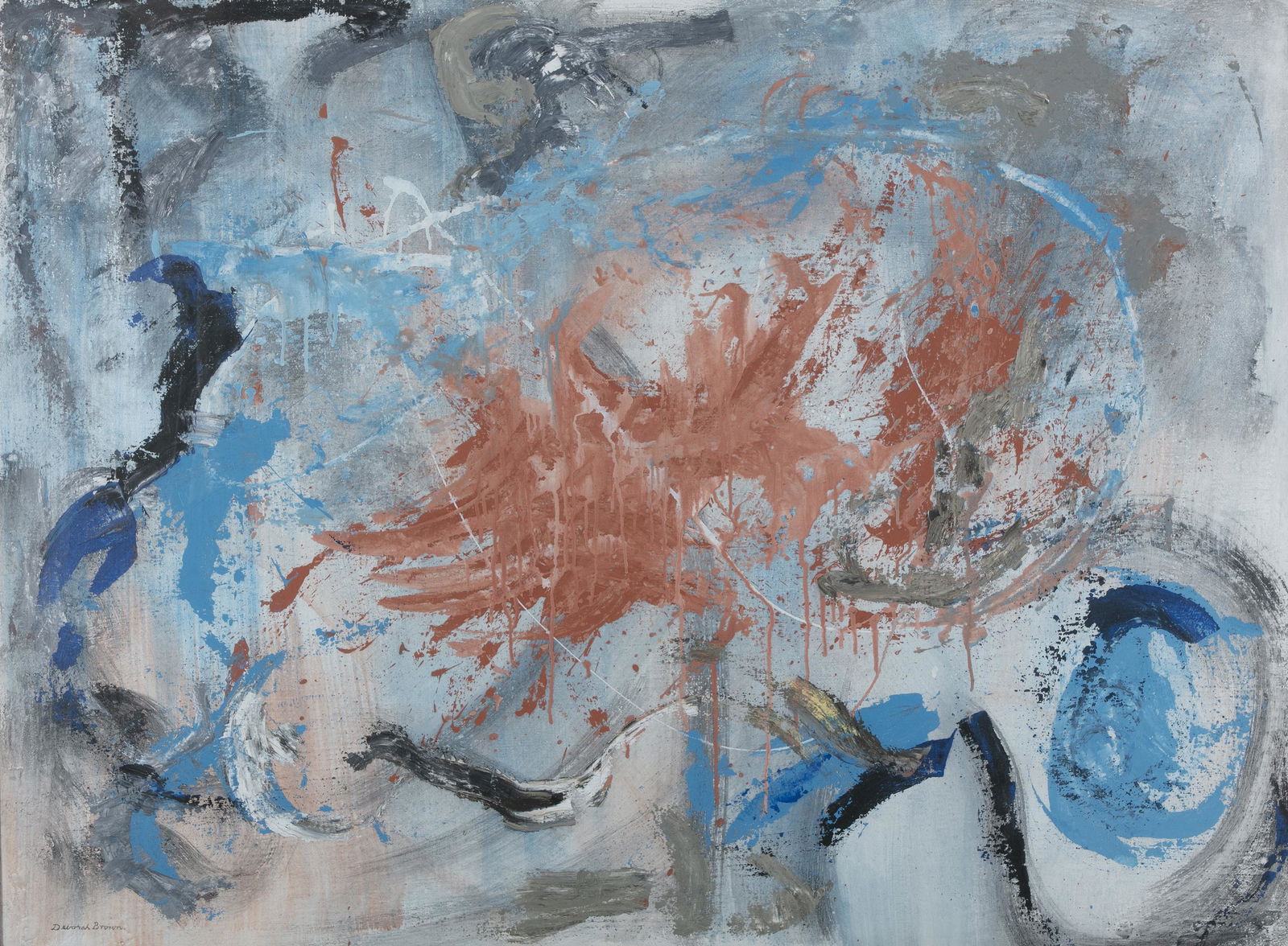 DEBORAH BROWN (B.1927) Composition (1959) Oil over: DEBORAH BROWN (B.1927) Composition (1959) Oil over tempera, 91 x 122cm Signed Provenance: With New Vision Centre Gallery London, labels verso (AR 121).