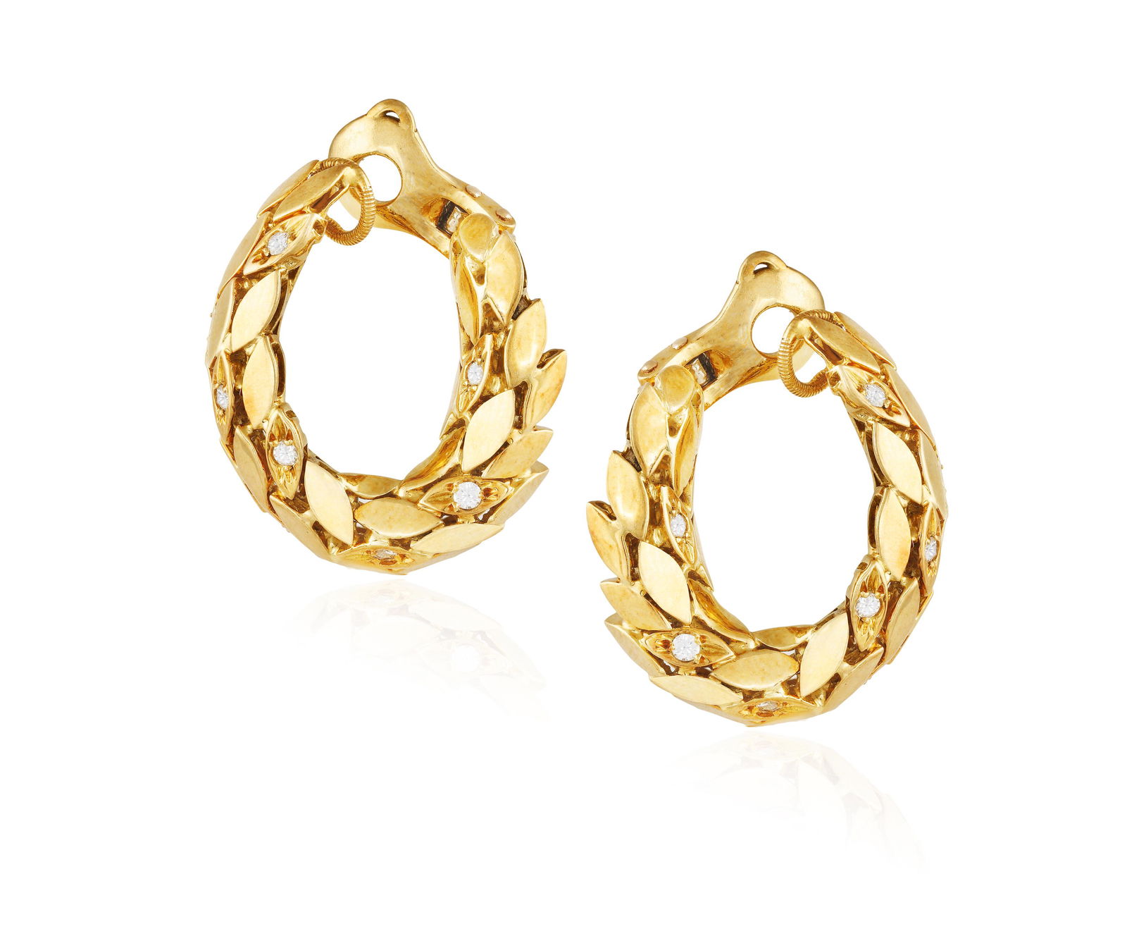 From the private collection of a continental lady  A PAIR OF DIAMOND HOOP EARCLIPS, BY M. GÉ (1 of 5)