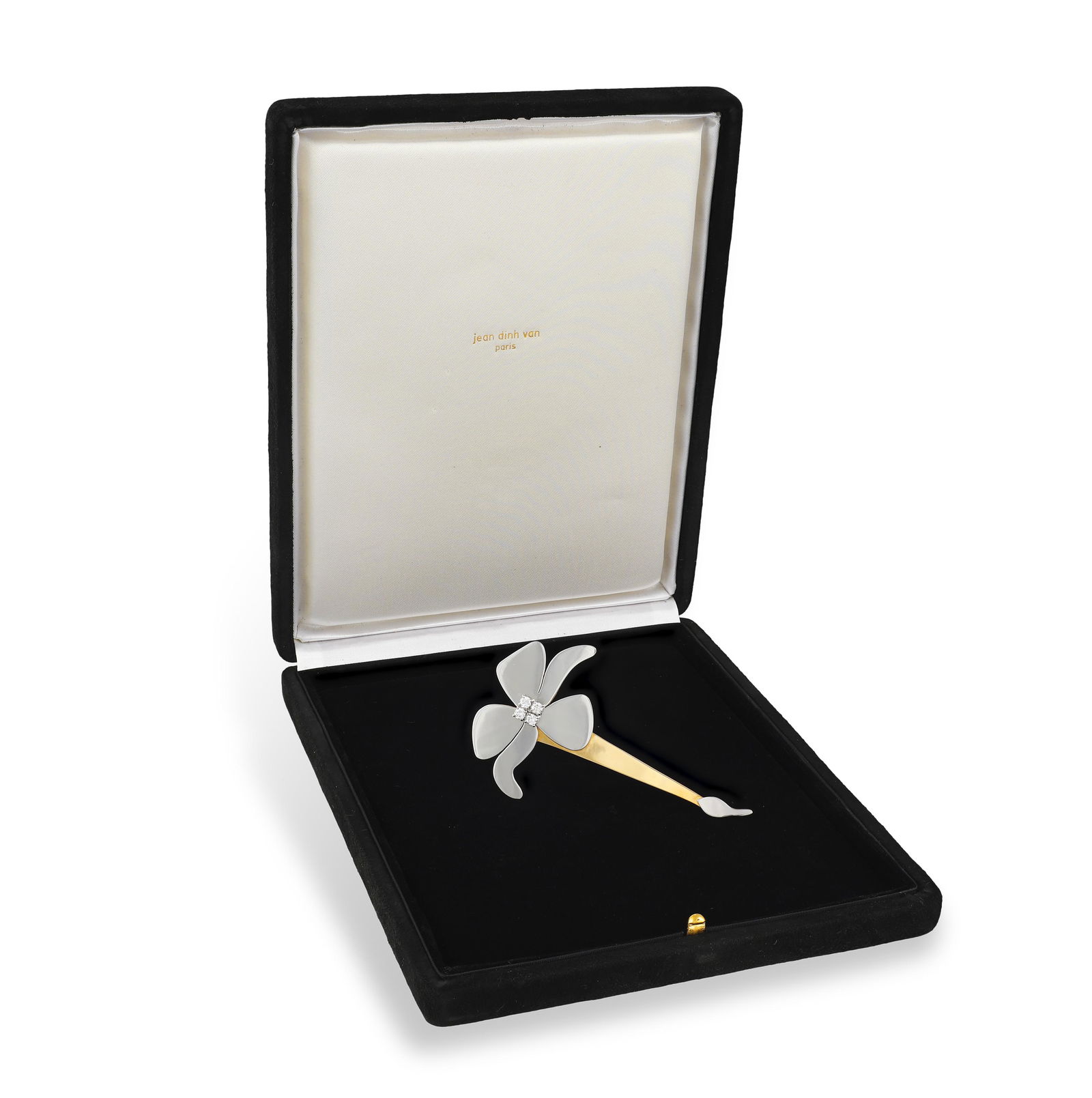 A DIAMOND FLOWER BROOCH, BY DINH VAN, CIRCA 1970  The stylised Jasmin flower, composed of (1 of 8)