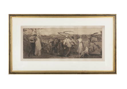 ROBERT WALKER MACBETH AFTER GEORGE HENNING MASON ARA Harvest Moon, c.1883 Etching, 35 x 88cm Signed: ROBERT WALKER MACBETH AFTER GEORGE HENNING MASON ARA Harvest Moon, c.1883 Etching, 35 x 88cm Signed 'Robert W Macbeth' Provenance: With William Robert Deighton, Fine Art Dealer, London Label verso