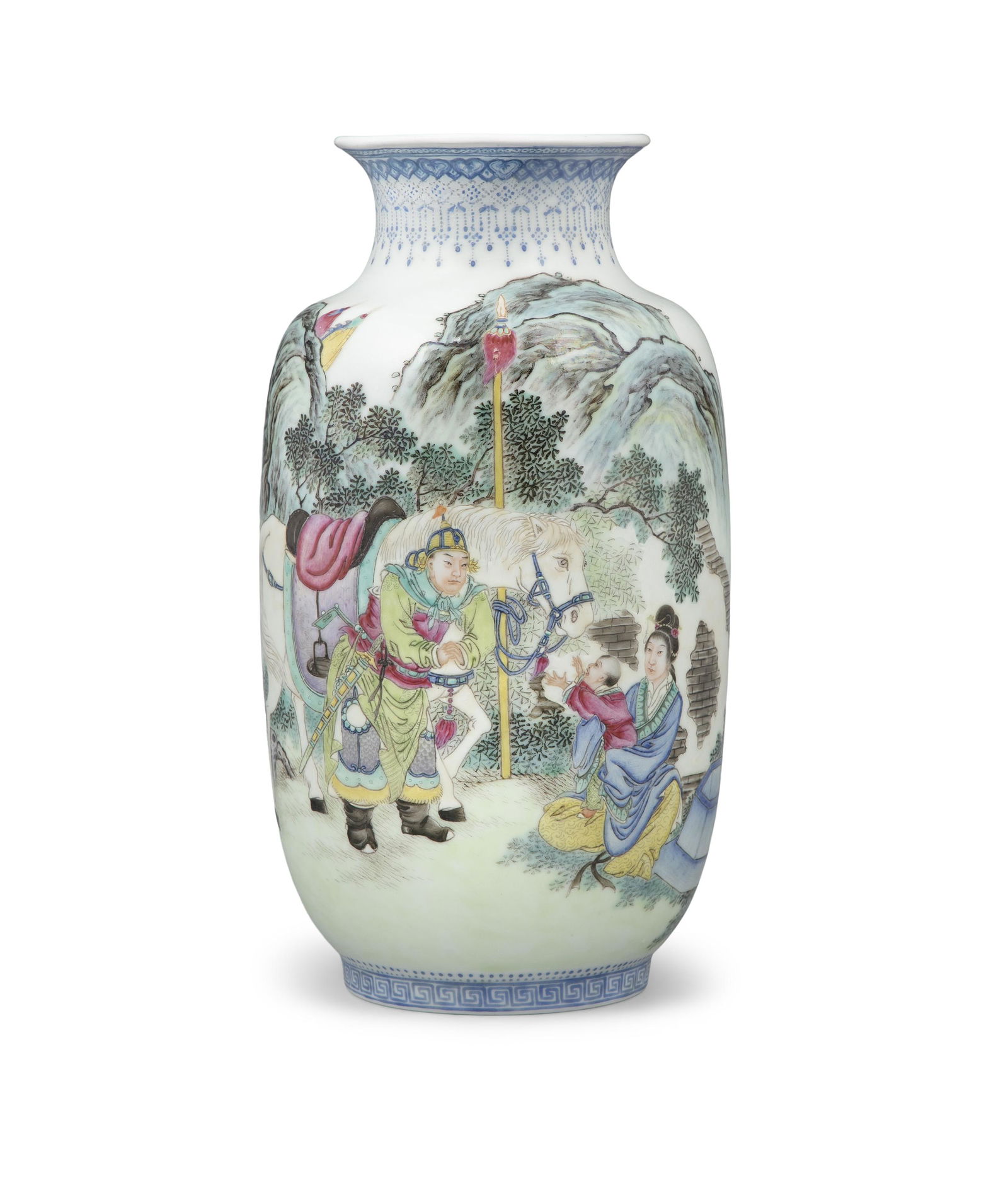 A VERY FINELY PAINTED FAMILLE ROSE POSSIBLY ‘ROMANCE OF THE WESTERN CHAMBER’ PORCELAIN: A VERY FINELY PAINTED FAMILLE ROSE POSSIBLY ‘ROMANCE OF THE WESTERN CHAMBER’ PORCELAIN VASE OF LANTERN SHAPE CHINA, POSSIBLY REPUBLIC / MINGUO PERIOD The vase rests on a short ring foot an