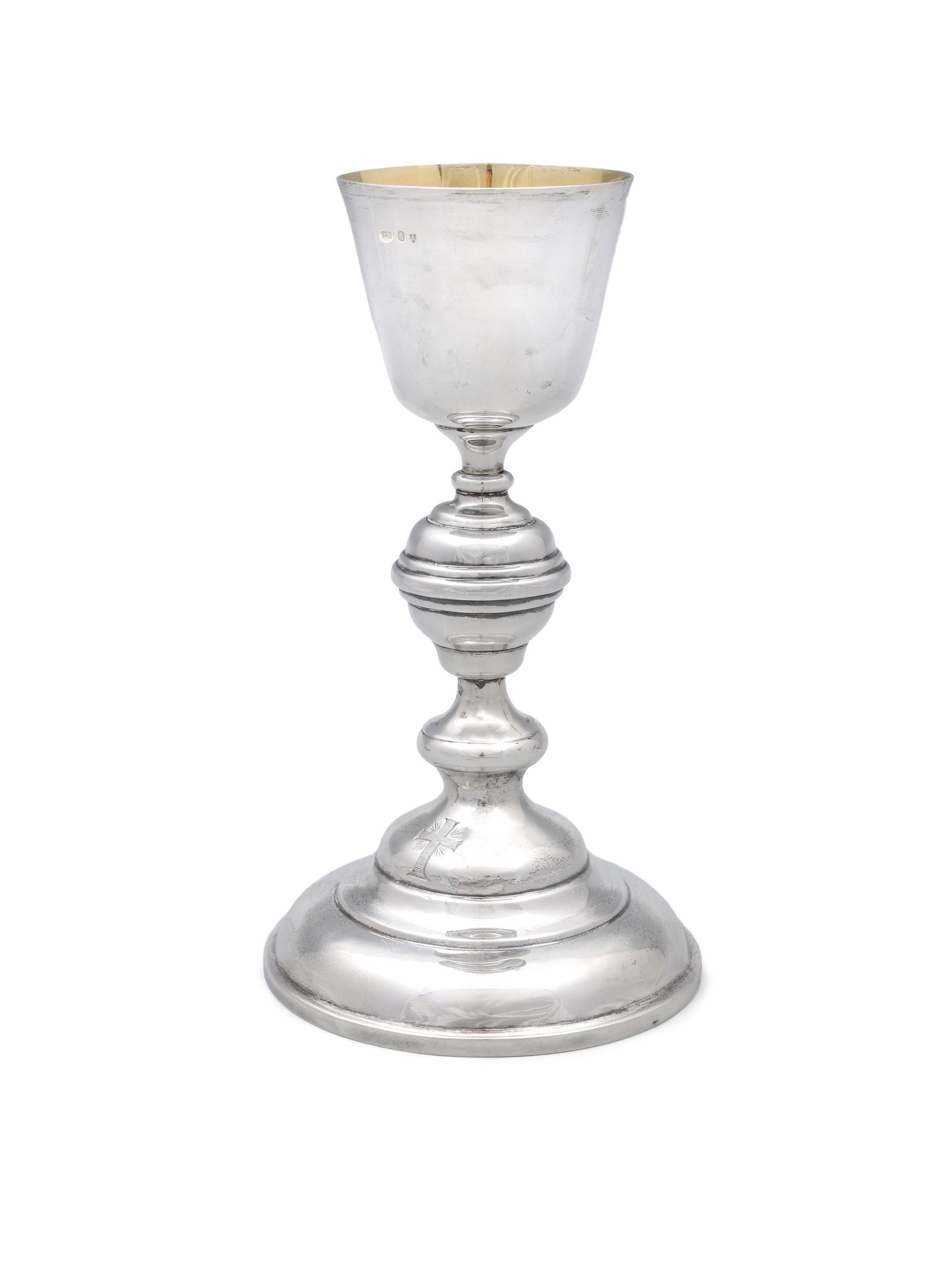 AN IRISH 19TH CENTURY SILVER CHALICE AND PATTON IN CASE, Dublin, c.1871 (chalice), c.1949 mark of (1 of 4)