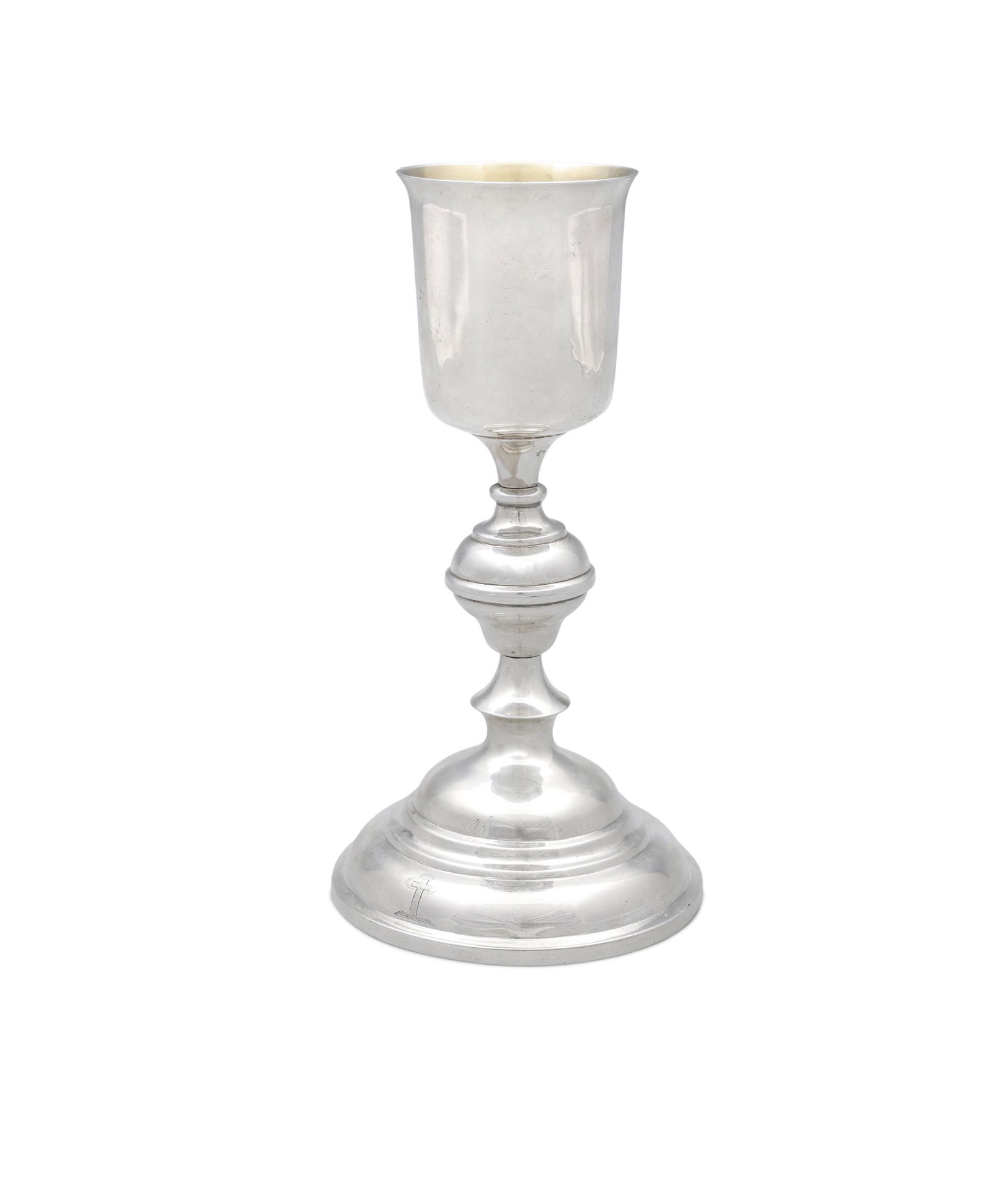 AN IRISH SILVER CHALICE, Dublin c.1850, mark of John Smyth, of usual form,  the bowl with gilded (1 of 2)