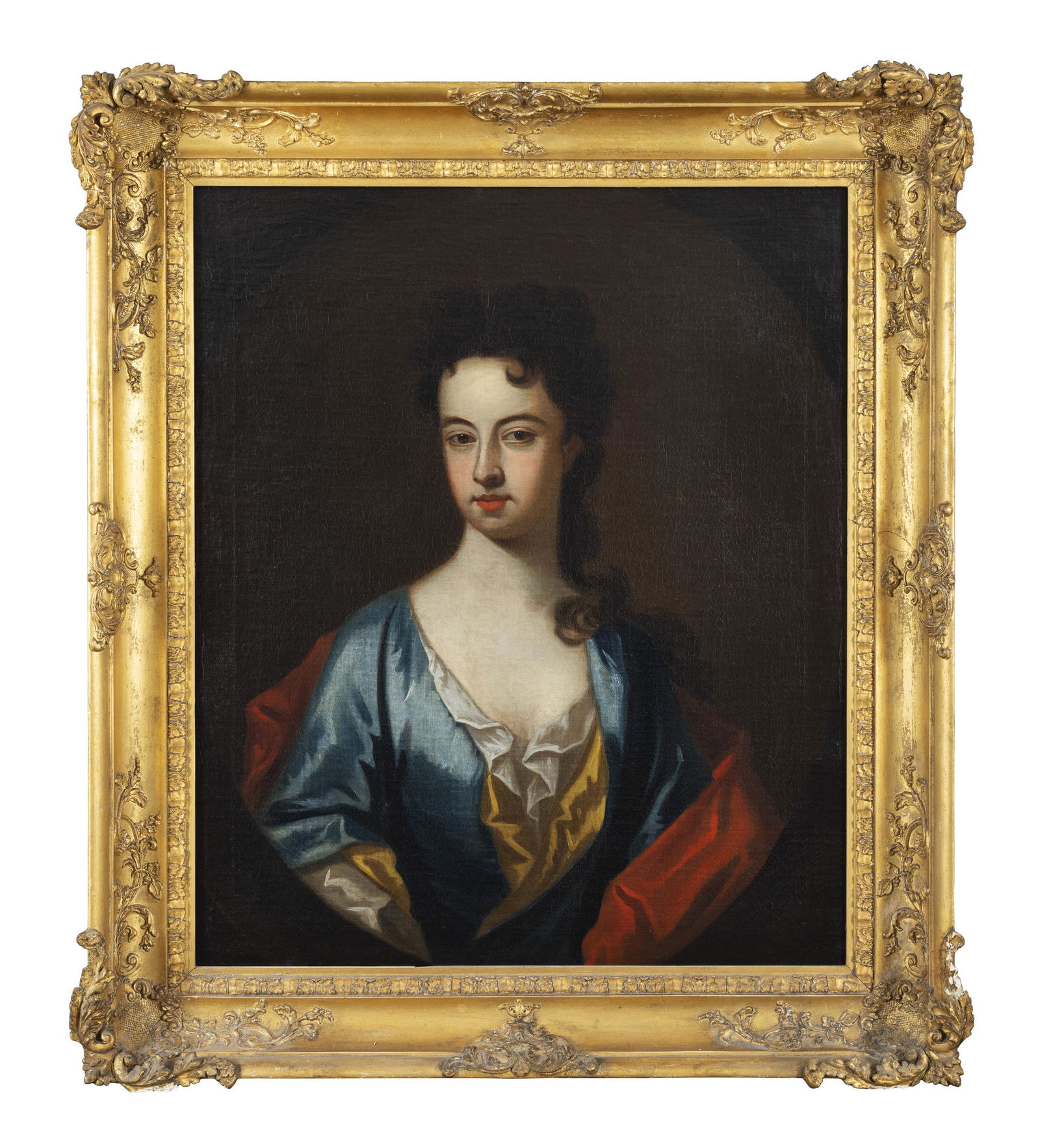 IRISH SCHOOL 18TH CENTURY Portrait of a Lady in a blue silk gown, half-length, within a feigned oval (1 of 3)