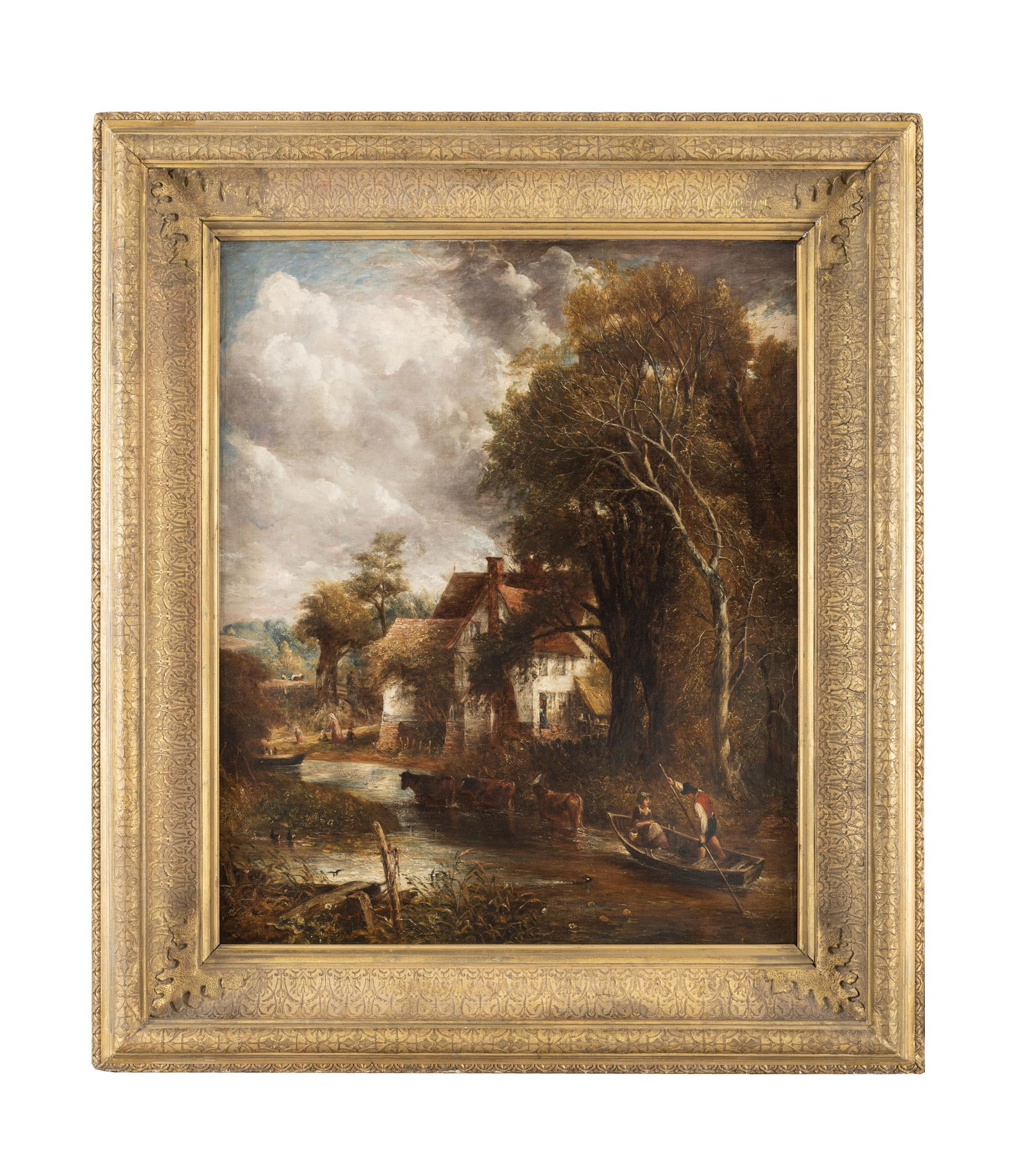 ENGLISH SCHOOL   Herding Cattle Through River Oil on canvas, 60 x 74cm (1 of 3)