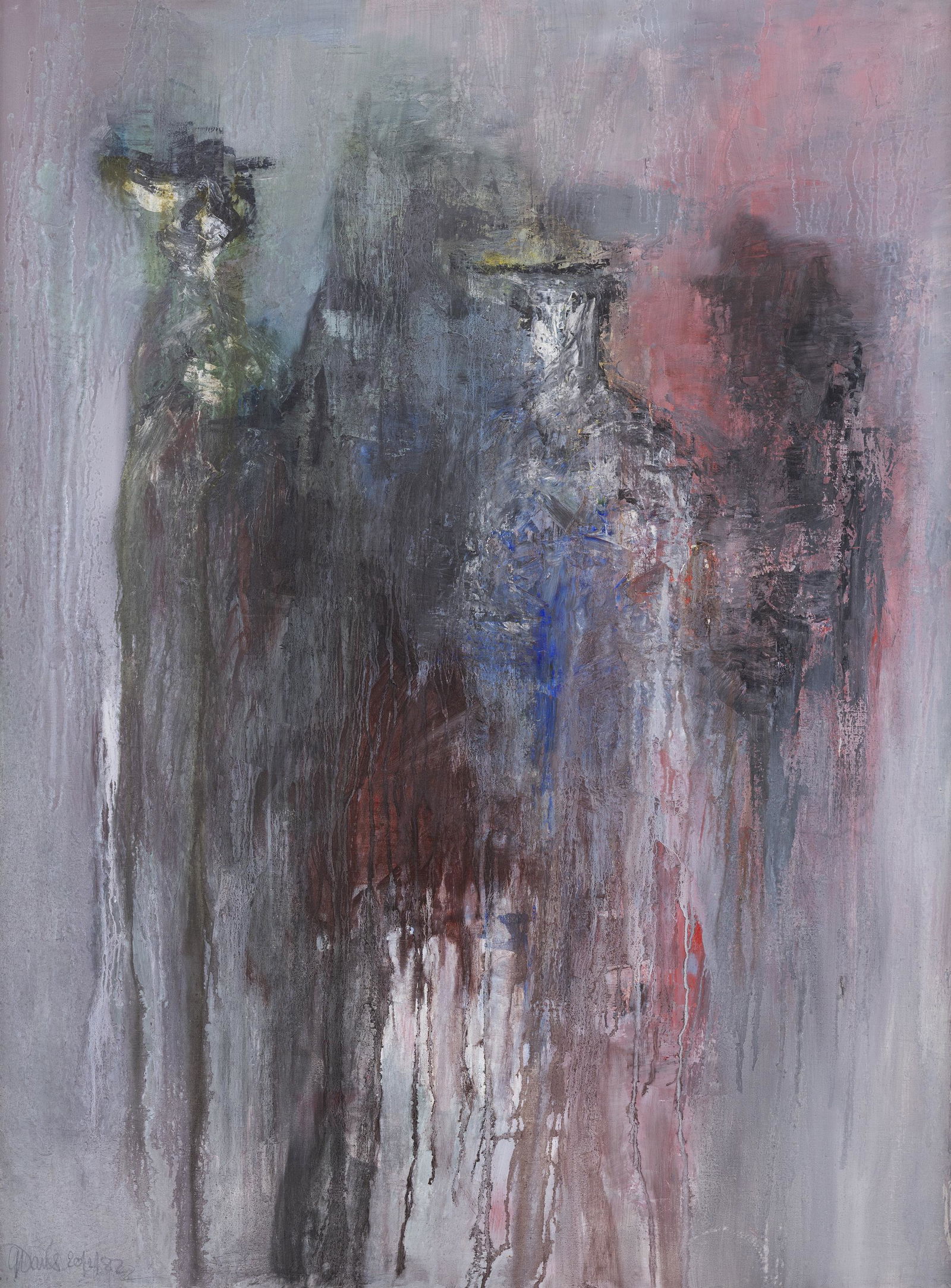 Gerald Davis (b.1938) Time to Go (1982) Oil on canvas, 122 x 92cm (48 x 36¼) Signed and dated: Gerald Davis (b.1938) Time to Go (1982) Oil on canvas, 122 x 92cm (48 x 36¼) Signed and dated (19)'82 verso