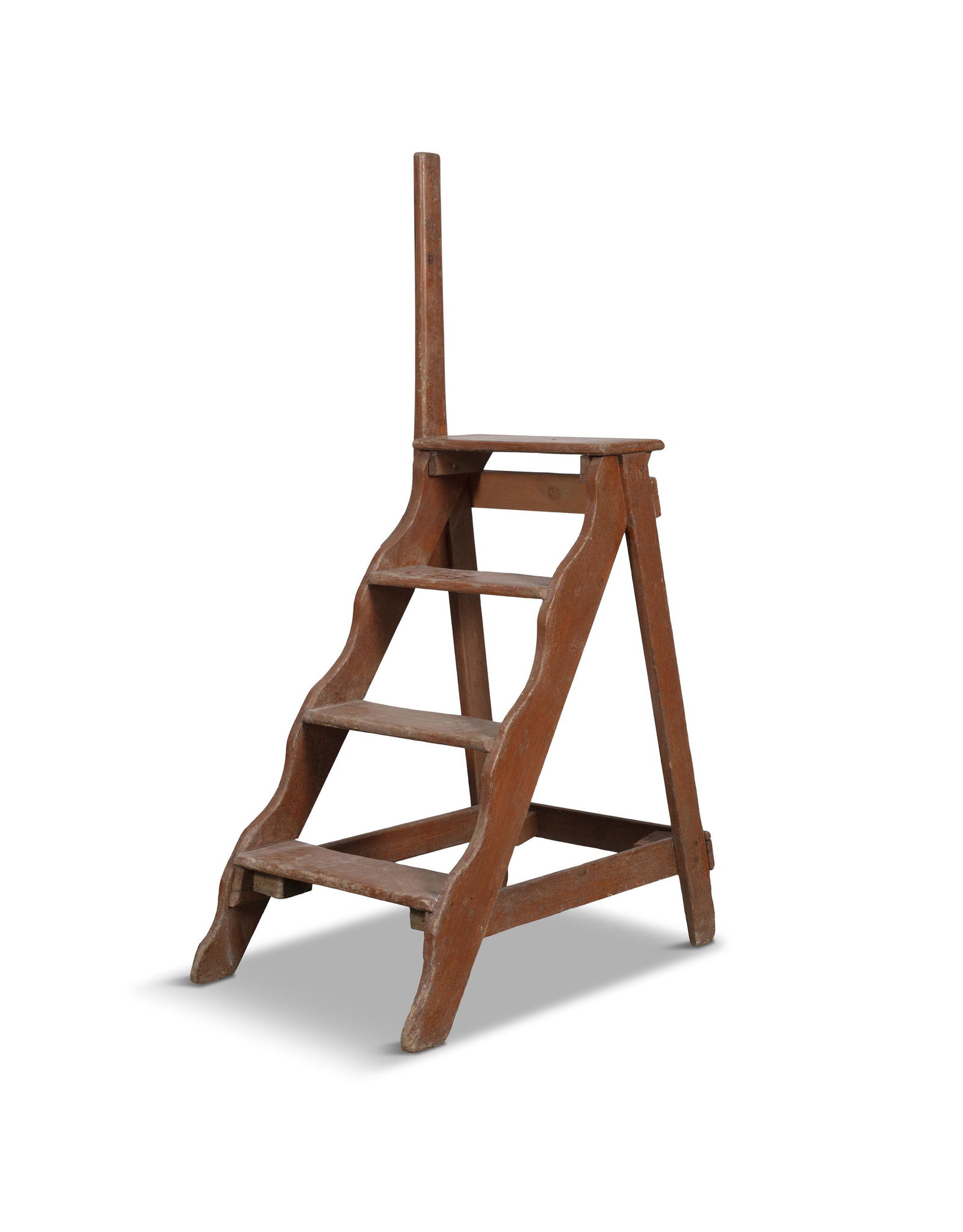 A 19TH CENTURY PAINTED PINE LIBRARY/MERCHANT STAIRS, the plain five steps with scalloped edge on (1 of 1)