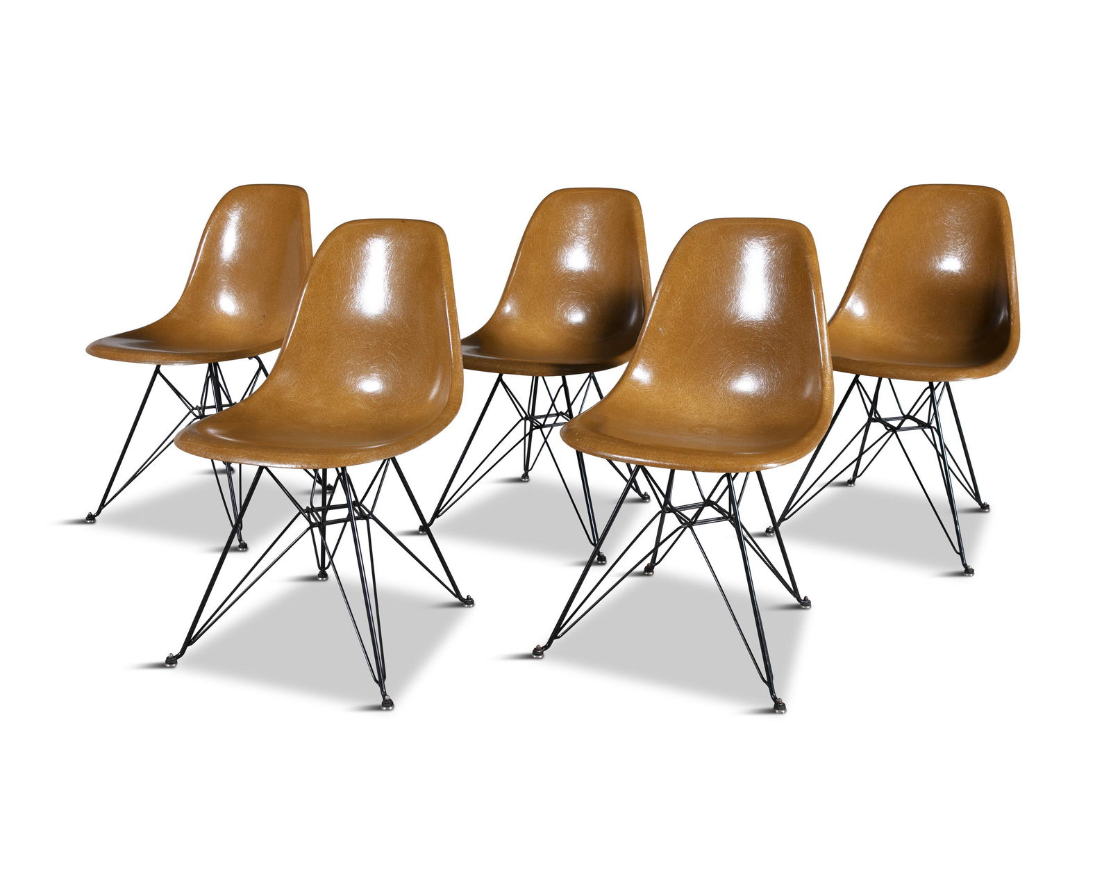 EAMES  A set of five DSR chairs by Eames, produced by Herman Miller. Fiberglass shell on black (1 of 3)