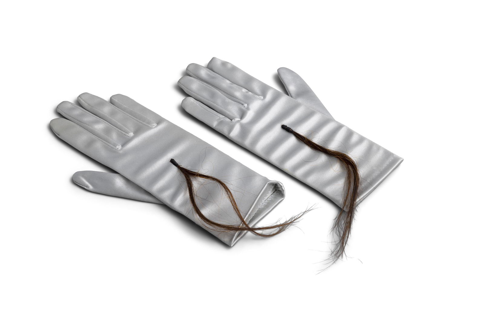 ALICE MAHER (B.1956) Medea’s Gloves Silk gloves and hair, 34 x 13cm Edition 7/10 Signed and: ALICE MAHER (B.1956) Medea’s Gloves Silk gloves and hair, 34 x 13cm Edition 7/10 Signed and inscribed Provenance: From the Collection of Patrick MacEntee SC