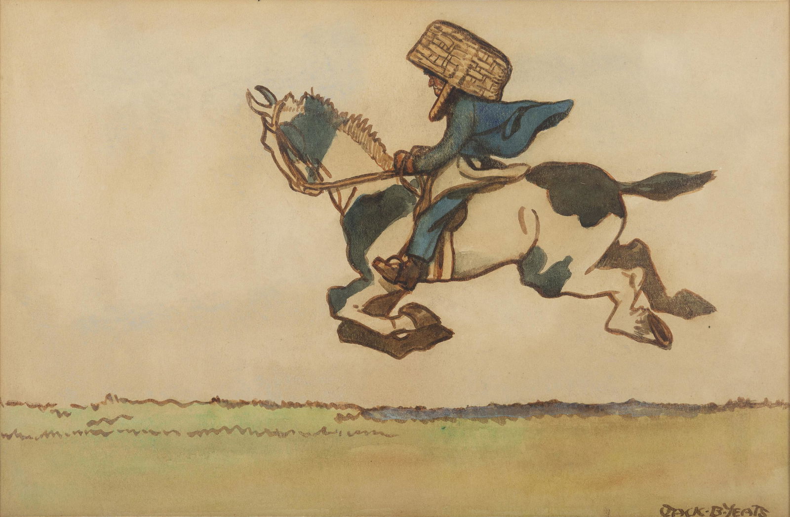 Jack Butler Yeats RHA (1871-1957) The Baker Rode a Pie-Bald (c. 1903) Watercolour, 17.2 x 26cm: Jack Butler Yeats RHA (1871-1957) The Baker Rode a Pie-Bald (c. 1903) Watercolour, 17.2 x 26cm (6¾ x 10¼) Signed Literature: Hilary Pyle, Jack B. Yeats - His Watercolours, Drawings and Paste