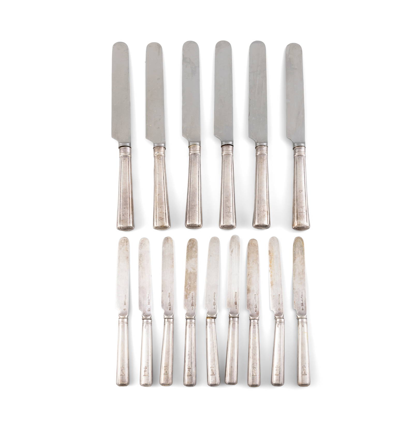 A Set Of Six Reeded Silver Handled Table Knives Dublin Marks C. 1780/