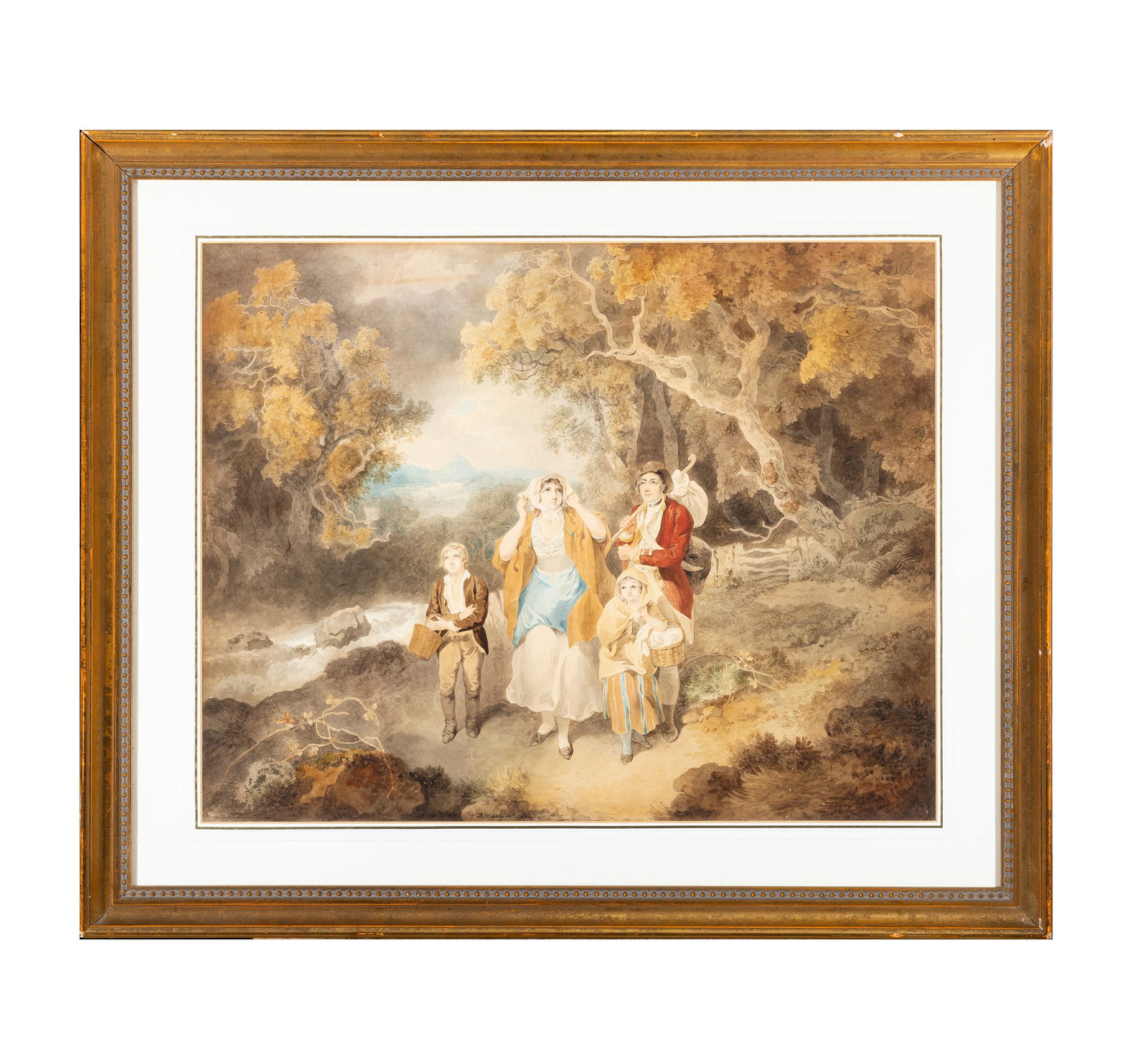 FRANCIS WHEATLEY, R.A., (1747-1801) Family Returning from a Market Pen and brown ink and waterc: FRANCIS WHEATLEY, R.A., (1747-1801) Family Returning from a Market Pen and brown ink and watercolour, 45 x 57 cm. (17.75 x 22.5) Signed and dated 1799 Provenance: American art collector and historian,