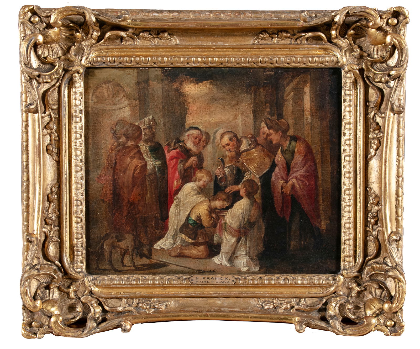 AFTER FRANZ FREDERICK FRANCK A Baptism Oil on canvas, 33 x 41cm: AFTER FRANZ FREDERICK FRANCK A Baptism Oil on canvas, 33 x 41cm