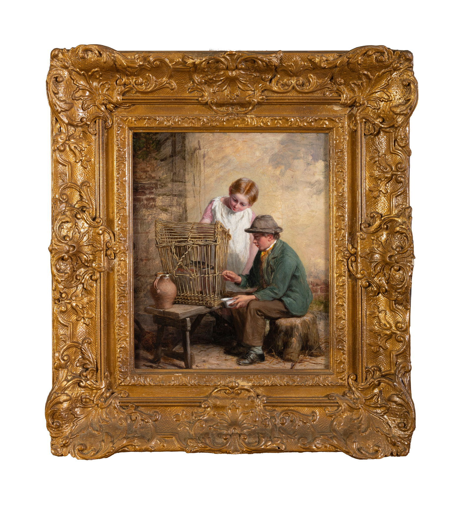 ATTRIBUTED TO WILLIAM BROMLEY (19th CENTURY)  The Birdcage Oil on canvas, 29 x 24cm (1 of 3)