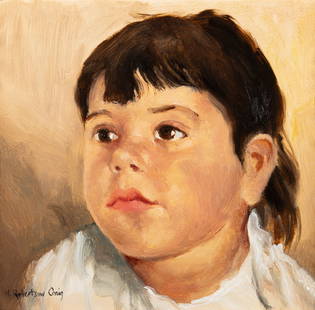 Henry Robertson Craig RHA (1916 - 1984) Portrait of a Child Oil on board 23 x 23cm (9 x 9) Signed: Henry Robertson Craig RHA (1916 - 1984) Portrait of a Child Oil on board 23 x 23cm (9 x 9) Signed Provenance: Collection of Pamela and George Fegan, purchased directly from the artist, thence by desce