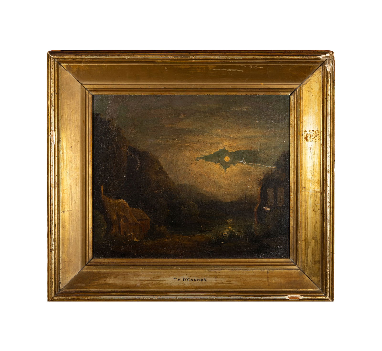 STYLE OF WILLIAM PETHER Moonlit Coastal Scene Oil on canvas, 28 x 34cm: STYLE OF WILLIAM PETHER Moonlit Coastal Scene Oil on canvas, 28 x 34cm