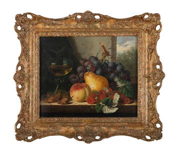 EDWARD LADELL (1821-1886) Still Life Oil on canvas, 24 x 29cm Provenance: With G.M. Lotinga Fine: EDWARD LADELL (1821-1886) Still Life Oil on canvas, 24 x 29cm Provenance: With G.M. Lotinga Fine Art Galleries, London, label verso