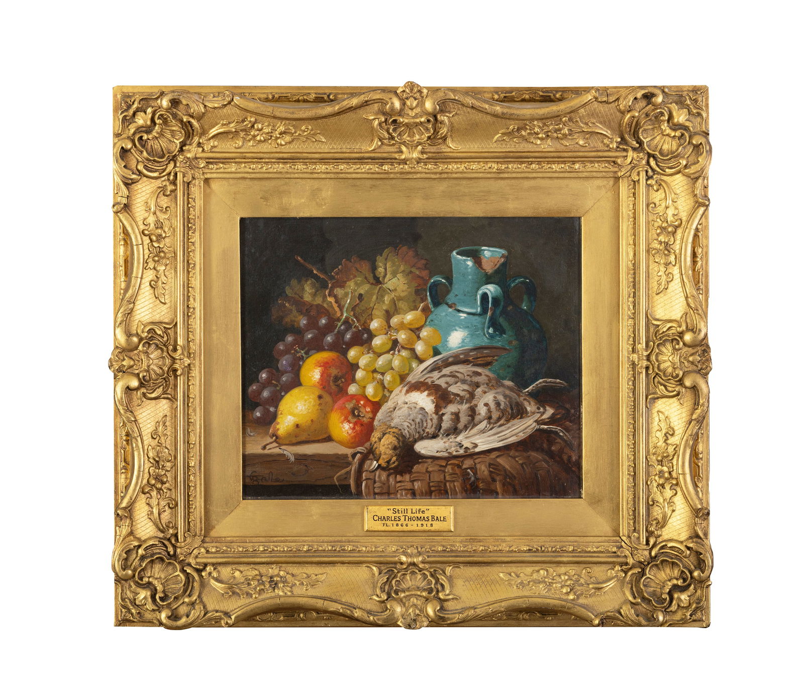 CHARLES THOMAS BALE (FL. 1866 - 1918) Still life Oil on canvas, 25.5 x 30.5cm Signed lower left: CHARLES THOMAS BALE (FL. 1866 - 1918) Still life Oil on canvas, 25.5 x 30.5cm Signed lower left