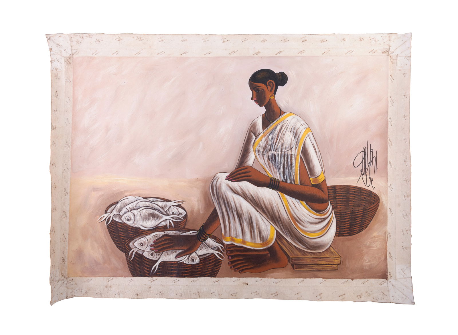 B.PRABHA (1933-2001)  Untitled (1979)  Oil on canvas, signed. Unframed  Including a certificate of (1 of 1)