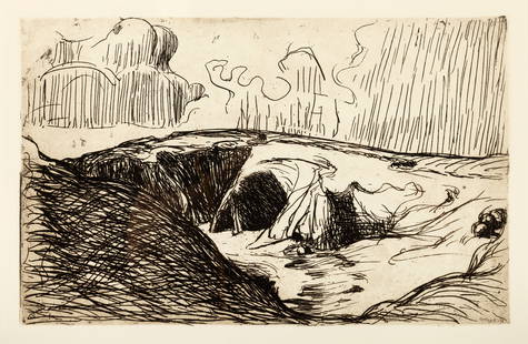 Roderic O'Conor (1860-1940) The Cliff Etching and drypoint, 24.5 x 38.5cm (9½ x 15¼'') Signed: Roderic O'Conor (1860-1940) The Cliff Etching and drypoint, 24.5 x 38.5cm (9½ x 15¼'') Signed and dated (18)'93 Original plate sold Hôtel Drouot, Paris 17/11/1975, lot 172, this restrik