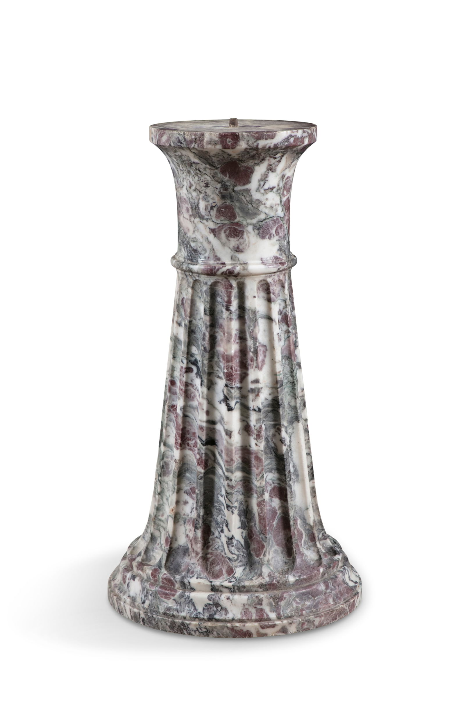 AN ITALIAN 'BRECHE VIOLETTE' MARBLE COLUMN 19TH CENTURY,   of fluted tapering form, with moulded cir (1 of 3)
