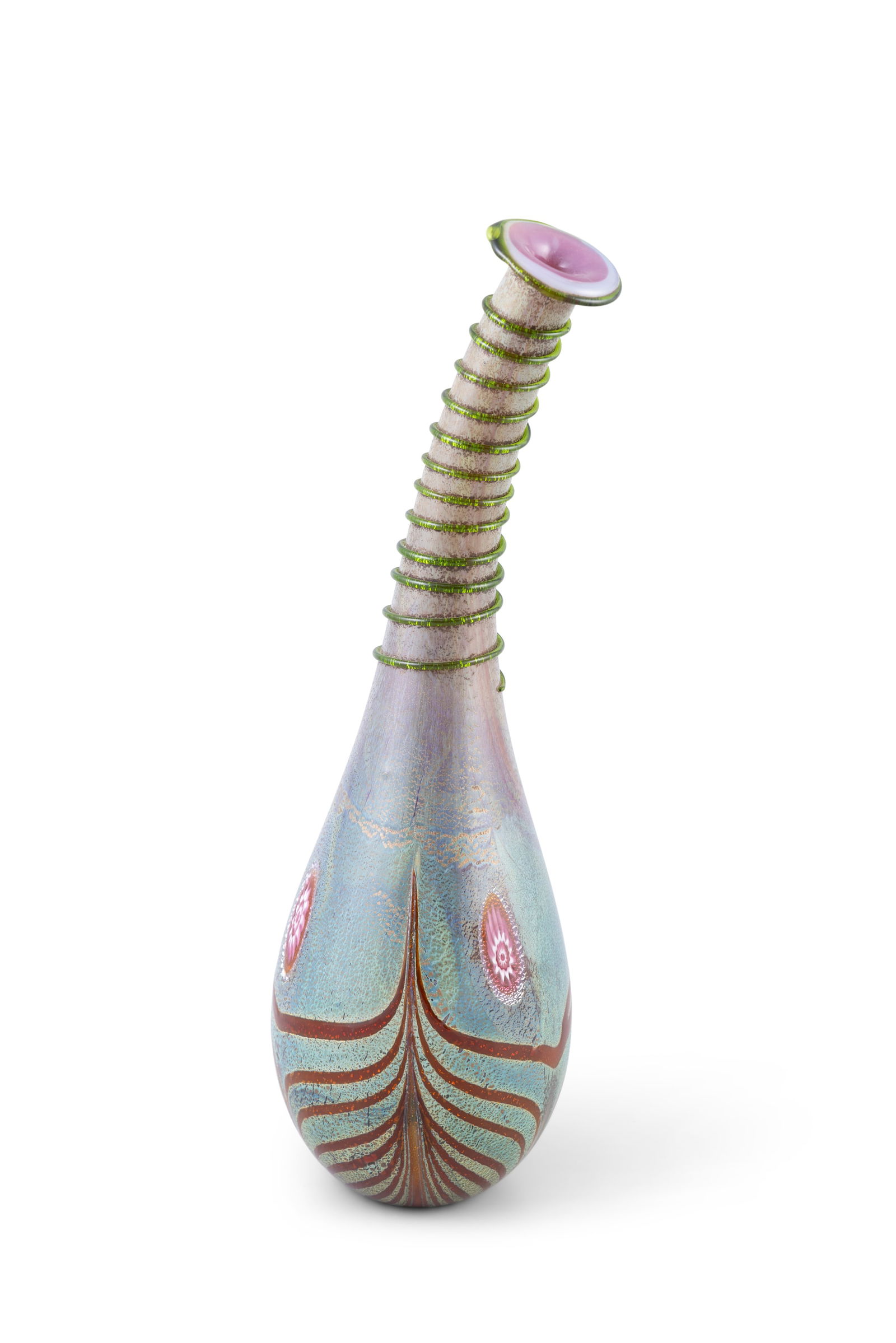 FRANCO MORETTI  A Murano glass vase by Franco Moretti, with maker's label, 34cm(h) (1 of 7)