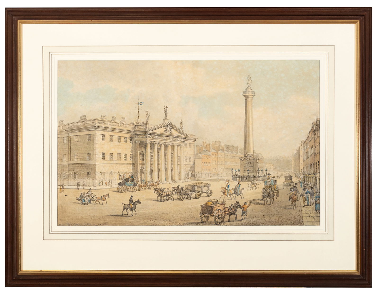 SAMUEL FREDERICK BROCAS (1792-1847) The General Post Office, Dublin Signed, inscribed and dated: SAMUEL FREDERICK BROCAS (1792-1847) The General Post Office, Dublin Signed, inscribed and dated 1818 Pen, ink and watercolour, 36 x 57.5cm Provenance: Sale, these rooms, Dublin 4th October 2006, lot n