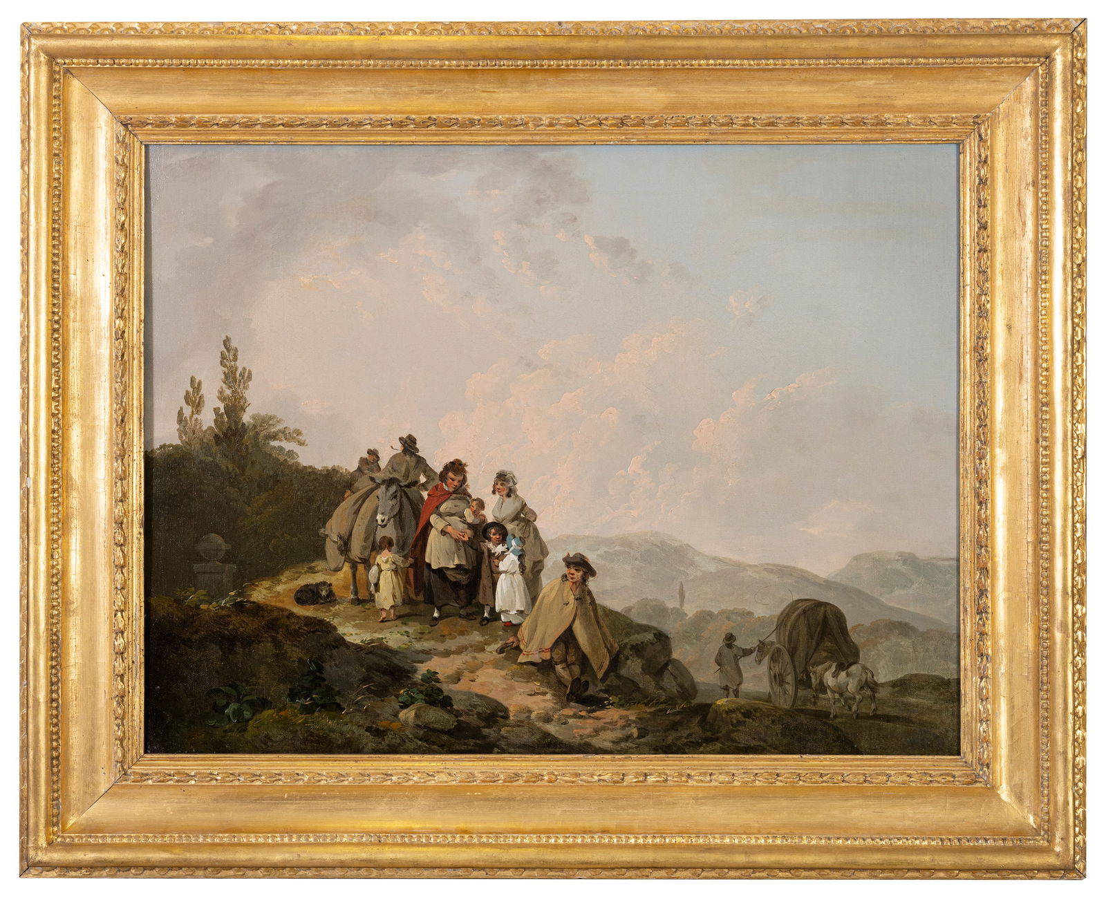 ***WITHDRAWN*** FRANCIS WHEATLEY RA (1747-1801) Travellers Resting on a Country Road: FRANCIS WHEATLEY RA (1747-1801) Travellers Resting on a Country Road Oil on canvas, 48.5 x 65cm Provenance: Miss Elizabeth Laidlaw, Castleknock, Co. Dublin, circa 1940's and thence by descent; Whytes