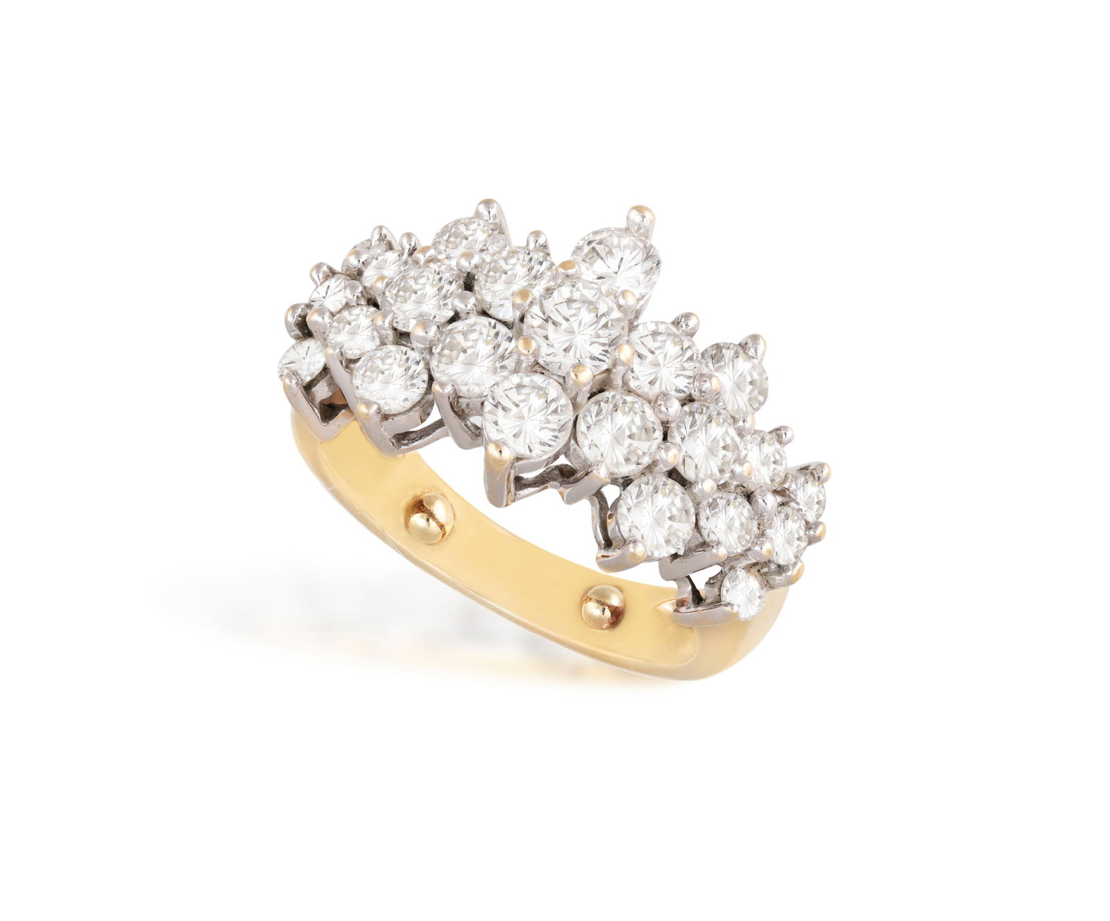 A DIAMOND DRESS RING  Of cluster-design, the raised mount claw-set with brilliant-cut diamonds, (1 of 3)