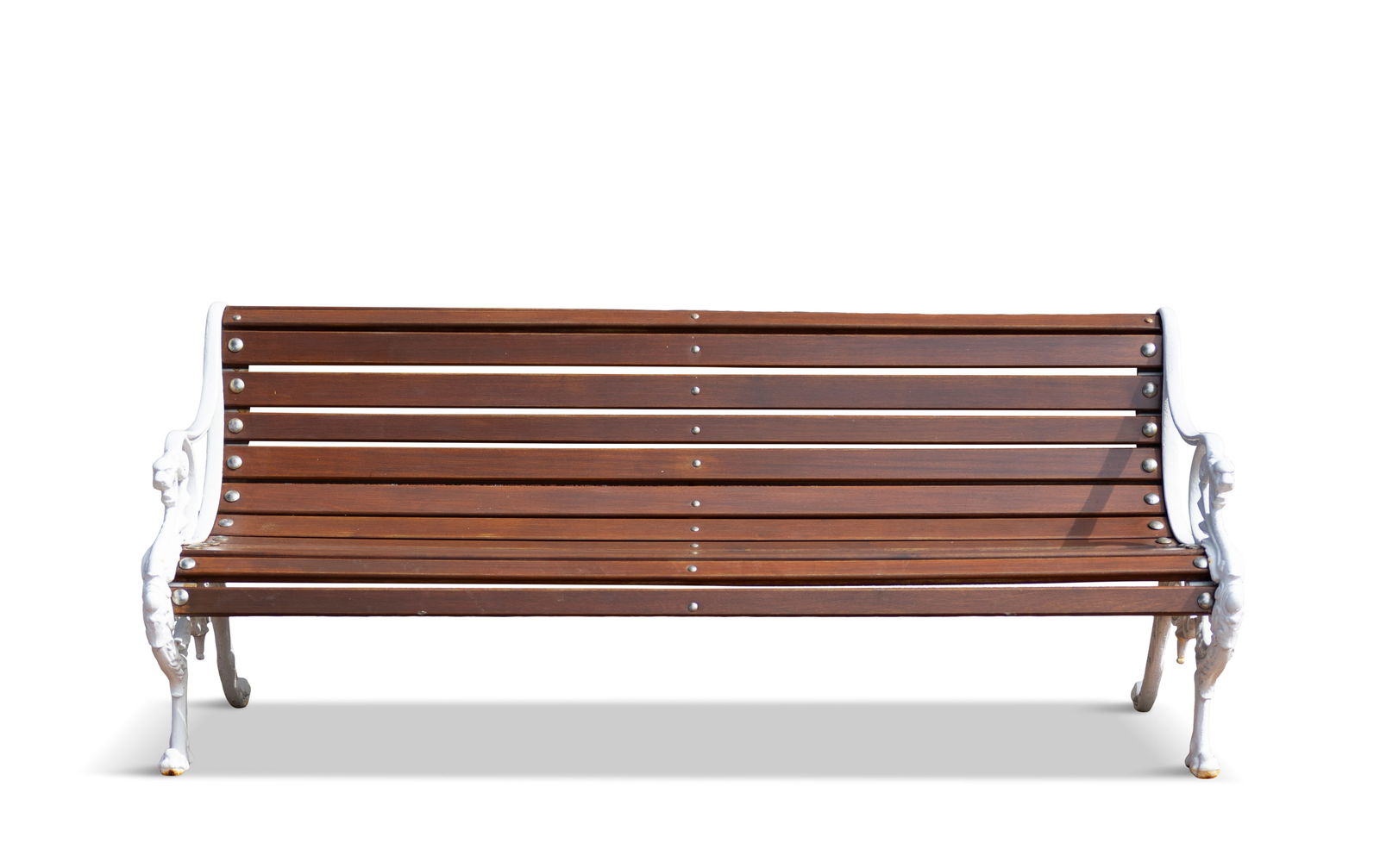 A VICTORIAN CAST IRON GARDEN BENCH, ATTRIBUTED TO COALBROOKDALE, with slatted timber back and seat,: A VICTORIAN CAST IRON GARDEN BENCH, ATTRIBUTED TO COALBROOKDALE, with slatted timber back and seat, the curved armrests with dog head terminals, pierced apron and scroll feet. 193cm wide